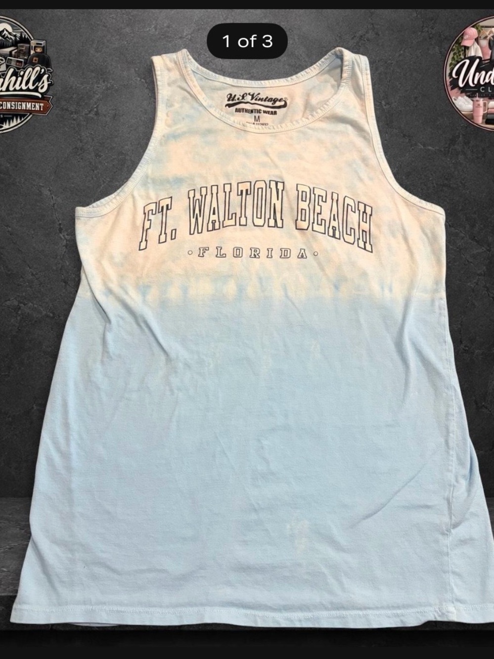 American Vintage Ft. Walton Beach Tie-Dye Tank - Light Blue & White